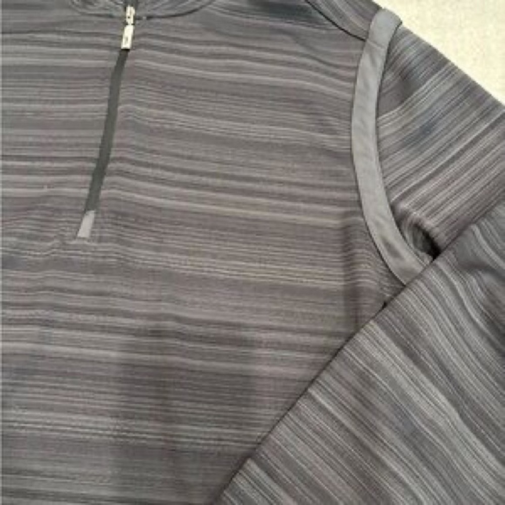 Striped Half-Zip Pullover in Charcoal Gray - Picture 2 of 3